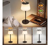 Lampe de table 1/2 à batterie solaire, lampe de chevet, ensemble noir/blanc, lampe de table LED sans fil 3600 mhA, rechargeable, tactile, dimmable, IP44, avec batterie USB, lampes de table pour salon 