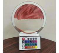 Lampe de table 3D en sable mouvant, 16 couleurs changeantes tactile et télécommande, sablier 3D en forme de sablier profond, peinture sur sable, veilleuse rotative à 360°, décoration de bureau (rouge)