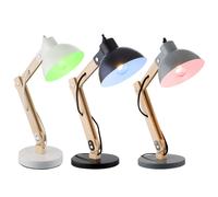 Lampe de table à intensité variable avec télécommande Lampe de table LED Lampe de bureau réglable, métal bois, changement de couleur RGB, 8,5W 806lm blanc chaud, LxH 32 x 45 cm Grau