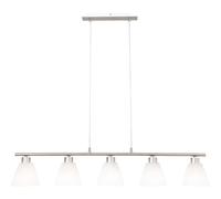Lampe de table à manger lampe suspendue table à manger suspension argent réglable en hauteur, 5 flammes, métal nickel verre blanc 5x douilles E14 HxLxP 120x93x13cm