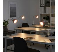 Lampe à pince argentée LED avec fiche Lampe de table Lampe de lecture Spot mobile, couleur titane Verre rouge, 1x LED 3W 250Lm 3000K, HxLxB 34x9x6,1 cm, 4 pièces