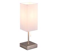 Lampe de table Abat-jour textile blanc Lampe de salon USB C Interrupteur à tirette Fonction de charge, métal, 1x douille E27, LxlxH 10x10x35 cm
