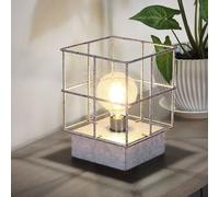 Lampe de table Lampe d'appoint Lampe de chevet Lampe de chambre, industrielle Métal Abat-jour grillagé couleur zinc, douille E27, LxLxH 20x20x26,5cm