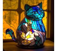 Lampe De Table Animaux 3D Série De Lampes En Vitrail Lampes De Table Animaux Vintage Pour Le Salon Veilleuse Créative Animaux Amants Décoration De La Maison Cadeaux Créatifs De Noël 2023 (Chat)