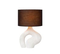 Lampe de table art déco Lucide FORMA céramique blanc-brun abat-jour tissu E27 40W