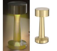 Lampe de table avec fonction tactile en fer doré 3 tons de blanc froid/chaud/blanc pur 9 x 21 cm câble USB rechargeable à intensité variable (1 lampe de table Lucinella doré)