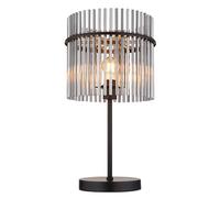 Lampe de table barres de verre fumé clair Lampe d'appoint noire Lampe de chambre à coucher Lampe de chevet, métal, 1x douille E27, H 54,5 cm