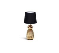 - Lampe de table base céramique ananas or. Abat-jour tissu, douille E14.