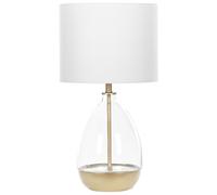 Lampe de table Base en Verre Abat-jour Blanc Doré Design Glamour Okari