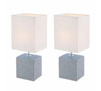 Lampe de table céramique grise Lampe de chevet abat-jour textile blanc Lampe d'appoint Moderne, douille E14, LxlxH 13x11x29 cm, lot de 2