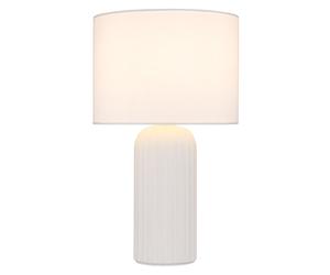 Lampe de table céramique Lampe de table abat-jour textile blanc Lampe de salon, interrupteur à câble, 1x douille E27, DxH 20x36 cm