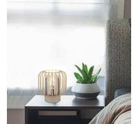Lampe de Table Chevet Accumulateur Luminaire Verre Fumé Grille en Métal E27