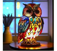 Lampe de table chouette en verre coloré,veilleuse rétro en résine,pour chambre,bureau,décoration vintage chaleureuse et élégante