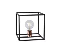 Lampe de table cube métal noir/cuivre E27 Arthur Lucide
