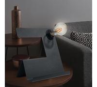 Lampe de table de bureau, lampe de table de chambre, lampe de table noire au design rétro, E27, acier, espace de rangement, 1x douille E27, HxLxP 24x25x17 cm