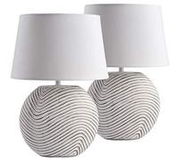 Lampe de table/de chevet - BRUBAKER - Lot de 2 - Hauteur 28 cm - Pied en Céramique Blanc - E14 40W