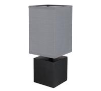 Lampe de table de chevet Lampe d'appoint moderne Lampe à abat-jour noire, lampe de bureau cube en bois, textile anthracite, 1x douille E27, LxlxH 12x12x30 cm