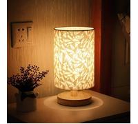 Lampe de table de chevet, lampe de bureau LED moderne, gradable, avec base ronde en bois, pour chambre à coucher, salon, bureau