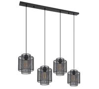 Lampe de table de salle à manger lampe suspendue salon lampe suspendue industrielle métal noir 4 flammes, design grille, 4x E27, LxH 98x120 cm
