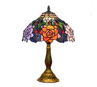 Lampe de Table de Style 12 Pouces, Lampe de Chevet en Verre teinté Rose Victorienne, E26, Lampe de Lecture à Base Vintage de 19 Pouces de Hauteur pour Salon Chambre à Coucher