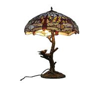 Lampe de Table de Style 16 Pouces, Lampes de Chevet à Abat-Jour en Verre Multicolore, Lampe de Bureau de décoration de Base en résine E27-2 lumières avec luminaire à chaîne de Traction pour Chambre à