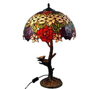 Lampe de Table de Style 16 Pouces, Lampes de Chevet à Abat-Jour en Verre Multicolore, Lampe de Bureau de décoration de Base en résine E27-2 lumières avec luminaire à chaîne de Traction pour Chambre à