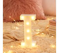 Lampe de table décorative en forme de lettre I à piles - Blanc chaud - Veilleuse LED pour cadeau d'anniversaire, Thanksgiving, fêtes de fiançailles, décorations de texte (3.86"*8.86"*1.63")