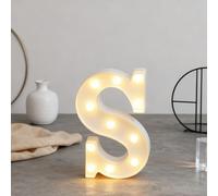 Lampe de table décorative en forme de lettre S, alimentée par piles, lumière de nuit LED blanc chaud pour chambre d'enfant, décoration de bar, cadeau de Saint-Valentin (4.88"*8.86"*1.63")