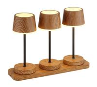 Lampe de table d'extérieur LED RGBW x 3, variateur tactile, mémoire, batterie rechargeable, aspect bois, effet flamme, IP54