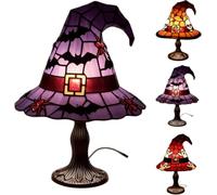 Lampe de Table d'halloween en Forme de Chapeau de sorcière avec Prise USB | Motif crâne et fantôme, veilleuse, Style Vintage, décoration de Bureau, Cadeau pour l'intérieur et l'exté