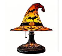 Lampe de Table d'halloween en Forme de Chapeau de sorcière avec Prise USB | Motif crâne et fantôme, veilleuse, Style Vintage, décoration de Bureau, Cadeau pour l'intérieur et l'exté