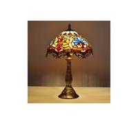 Lampe de table d'inspiration Tiffany avec mosaïque florale en verre