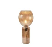 Lampe de table E27 40W max en verre nervuré ambre 40 cm - Markslöjd - Toulipa