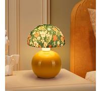 Lampe de Table en Forme de Champignon en céramique avec Abat-Jour Jaune, Petite Lampe de Chevet pour Chambre d'enfant, veilleuse Rose Rouge, Jolie Lampe de Table de Chevet pour Salon, Chambre