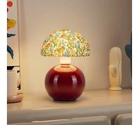 Lampe de Table en Forme de Champignon en céramique avec Abat-Jour Jaune, Petite Lampe de Chevet pour Chambre d'enfant, veilleuse Rose Rouge, Jolie Lampe de Table de Chevet pour Salon, Chambre