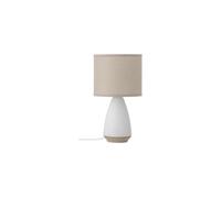 Lampe de table en grès blanc, E27, 1 ampoule, abat-jour en lin, lampe de chevet - Bloomingville, Paprica - 15x15x28 cm