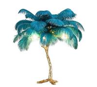 Lampe de table en plumes d'autruche, abat-jour créatif en plumes avec fourche d'arbre, base en résine, éclairage de table décoratif en plumes d'autruche, veilleuse pour salon, chambre à coucher
