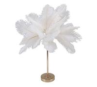 Lampe de Table en Plumes Lampe de Bureau Rechargeable par USB Moderne avec Plume D'autruche Naturelle et Interrupteur Tactile, Gradation de 3 Couleurs pour le café du Salon
