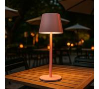 Lampe de table Lampe de table extérieure rose LED Touchdimmer Batterie dimmable Lampe de jardin USB, blanc chaud/blanc froid, DxH 8,5x28 cm