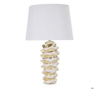 Lampe de table Glam Space en céramique blanche et or avec abat-jour - Réf. VK8681847403562