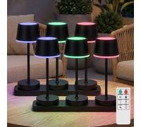 6x Lampe de table Intérieur Extérieur noir Télécommande Touchdimmer RGB LED H 20 cm