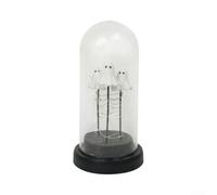Lampe de table Halloween dôme en plastique sans fil 21 cm | Dôme en plastique transparent, base en métal doré, fonctionnement sans fil, LED blanc chaud, taille compacte de 21 x 10 cm
