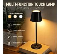 Lampe de table haute multifonction sans fil, rechargeable par USB, lumière 3 couleurs, luminosité réglable, veilleuse portable, base de lampe DIY, hauteur réglable, convient pour le salon, la chambre,