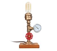 Lampe de table industrielle, lampe de bureau industrielle en fer, lampe de table rétro en métal avec base en forme de tuyau d'eau, lampe de table vintage steampunk pour la chambre