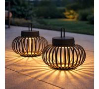Lampe de Table Intérieur Extérieur Jardin Variateur Tactile Noir Rond LED 2er