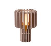 Lampe de table japandi taupe Lucide ROLLO en feutre et verre E27 40W