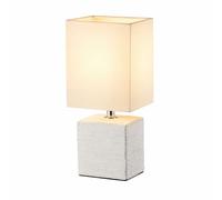Lampe de table Lampe d'appoint Abat-jour Tissu Lampe de chevet Céramique Blanc Lampe de table avec interrupteur Douille E14 Hauteur 29 cm