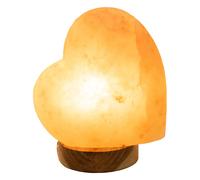 Lampe de table lampe d'appoint en cristal de sel lampe de table en bois forme de coeur, naturel, douille E14, LxPxH 17,8x11,4x19 cm