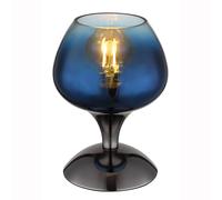 Lampe de table lampe d'appoint lampe de bureau métal chrome verre bleu design rétro