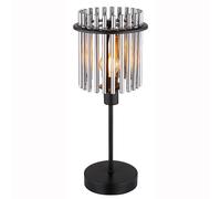 Lampe de table, lampe d'appoint, lampe de chambre, lampe de chevet, lampe de table, lampe de salon, métal noir, tiges de verre fumé, 1x E14, H 37,5 cm